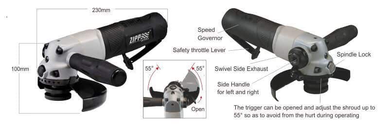 zag 965r 4 inch angle grinder