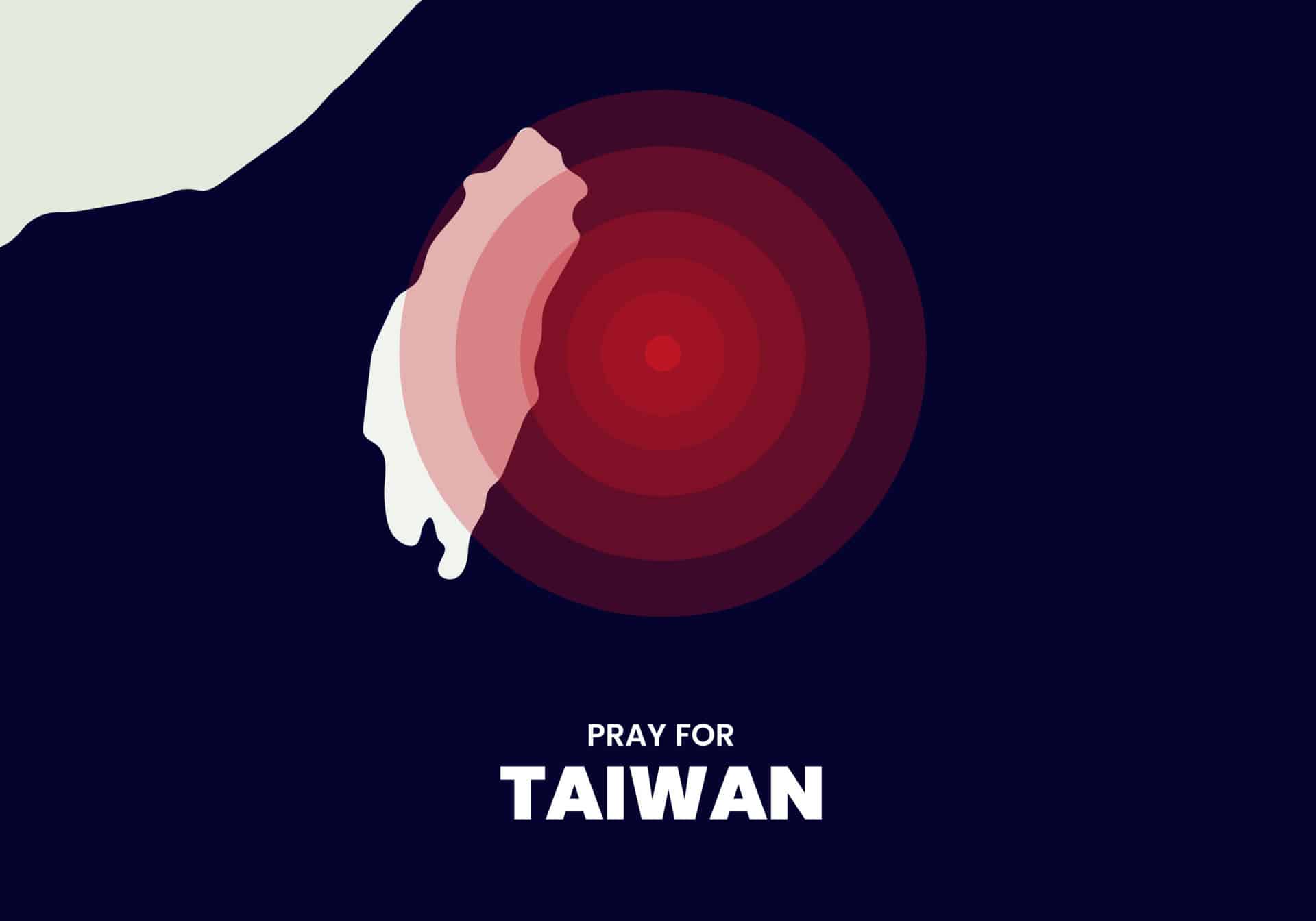 为台湾插图祈祷和支持台湾地震受害者的信息设计矢量